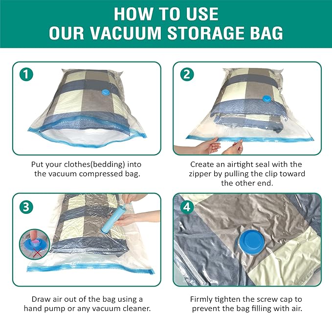 Cozy Essential Vacuum Storage Bags, Compression Space Saver Bags for Clothes, Comforters, Blankets, Pillow, Bedding, Sealer Clothing Storage,6 Jumbo