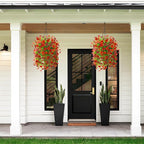 Homsunny Artificial Fake Hanging Plants Flowers Baskets for Outdoor Outside Spring Decor,Faux Silk Daisy UV Resistant Look Real Summer Decorations for Home Porch Patio Yard Garden(Red Brown)