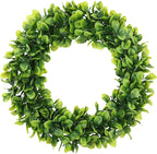 U'Artlines 17" Spring Summer Wreath for Door Green Boxwood Wreath Greenery Hanging Garland for Home Wedding Wall Window Decoration(01)