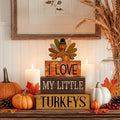 Lineshading 4 Pcs Fall Table Decorations for Home Thanksgiving Turkey Wooden Stacked Sign Decor Thanksgiving Tiered Tray Decor Rustic Wooden Turkey Block Sign for Autumn Harvest Party Kitchen Shelf