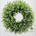 26In Artificial Boxwood Wreaths for Front Door,Boxwood Spring Summer Door Wreath,Artificial Greenery Wreath, Hanging for Home Porch Farmhouse Window Wedding Party Decor All Year Round Indoor Outdoor