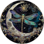 Vintage Dragonfly Moon Sign Metal Sign Retro Round Tin Sign Aluminum Sign for Farmhouse Yard Home Bar Bedroom Wall Decor 12 Inch
