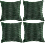 Fancy Homi 4 Packs Decorative Throw Pillow Covers for Living Room Couch Bed, Modern Farmhouse Boho Home Décor Accent Cushion Case, 20" x 20", Forest Green