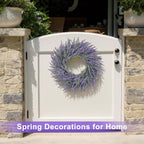 26 Inch Large Lavender Wreaths for Front Door Outside Summer Spring Wreaths for Front Door Floral Wreath All Season for Wedding Farmhouse Porch Wall Room Home Decor