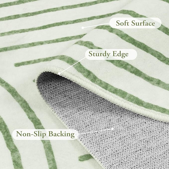 Lahome Abstract 8x10 Rugs for Living Room, Soft Green 8x10 Area Rugs for Bedroom Non-Slip, Ultra-Thin Rainbow Boho Accent Carpet for Dining Room Office, Green
