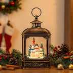 Christmas Snow Globe Swirling Glittering Snowman Choir with Music & Timer, USB Lined/Battery Operated Lighted Water Lantern for Christmas Festival Decoration Gifts