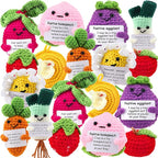 VioraWhite 18 Pcs Mixed Positive Animal Emotional Dolls Bulk Encouragement Emotional Knitted Crochet Gifts with Positive Words for Friends Coworker Decorations for Home Office