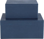 HofferRuffer Faux Leather Jewelry Boxes, Decorative Boxes Storage Accessory Organizer with Gold Hardware Decor, Classic Vegan Leather Set of 2 Pieces (Navy Blue)