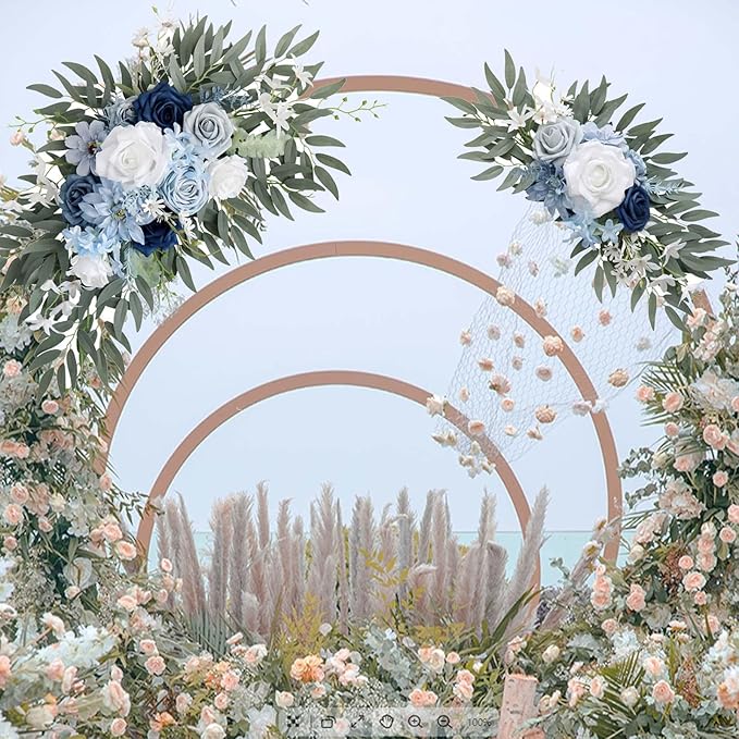 2Pcs Artificial Wedding Arch Flowers, Artificial Rose Flower Swag Decorative Swag with Eucalyptus Leaves Floral Swag for Wedding Ceremony Decor