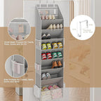 Criusia Shoe Organizer, Over the Door Shoe Organizer, Hanging Closet Shoe Storage with Large Deep Pockets, Fits 16–24 Pairs of Sneakers, Sandals, Boots, Gray