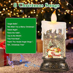 Wondise Rechargeable Musical Snow Globe Lantern with 6H Timer, Battery Operated USB Powered Lighted Snow Globe Lamp Spinning Water Swirling Glitters Holiday Decor Snowman
