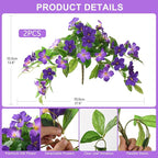 Homsunny Artificial Fake Flowers Plants Outdoor, 2PCS Realistic Faux Silk Flowers UV Resistant Fake Outdoor Flowers for Spring Outside Porch Garden and Home Patio Yard Decor (Double Purple)