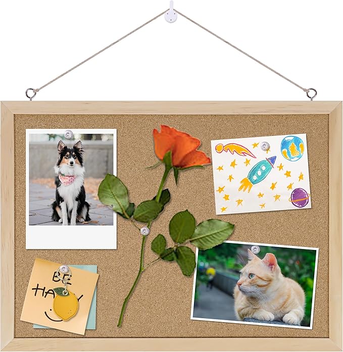 DAHAPYBOO Cork Board Bulletin Board,11x15 Cork Board for Office with Pin Oak Wood Boards,Hanging Corkboards for Office Home School Message Board or Vision Board Decoration.