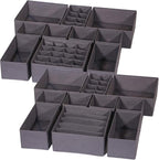 DIOMMELL 21 Pack Foldable Cloth Storage Box Closet Dresser Drawer Organizer Fabric Baskets Bins Containers Divider for Baby Clothes Underwear Bras Socks Lingerie Clothing,Dark Grey 11-4249