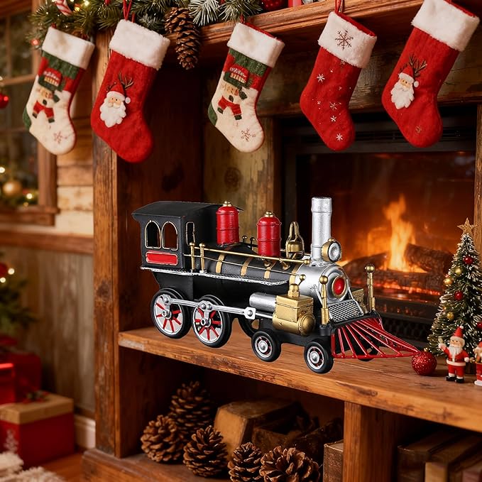 Metal Antique Vintage Car Model - Classic Collection Model Train Decor Metal Truck Christmas Decor Vintage Train Model Decorative Collectible