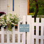 Wall Pediments Shoes Off Sign - Please Take Your Shoes Off, Front Door Welcome Sign (Blue)