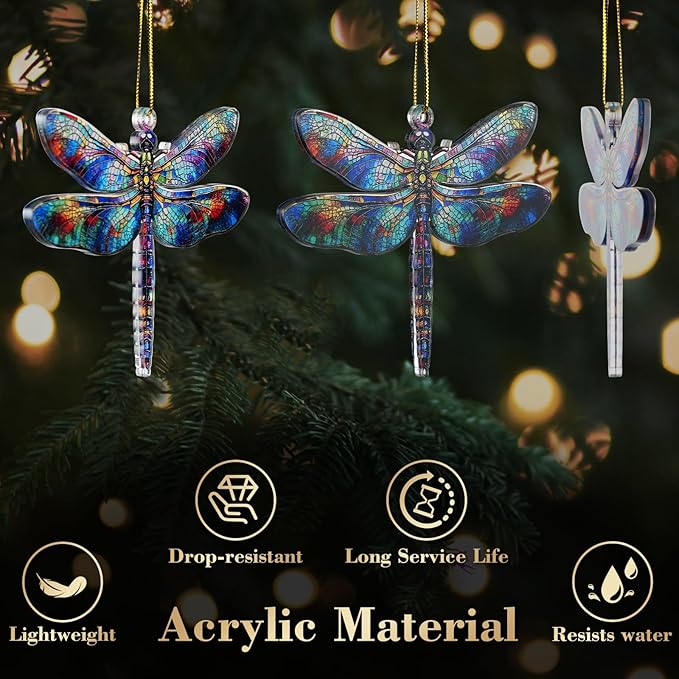 for Dragonfly Suncatcher Hanging Decor: Dragonfly Gifts for Women, Acrylic Stained Glass Effect Ornament, Unique Lucky Birthday Graduation, Perfect for Home Office Door