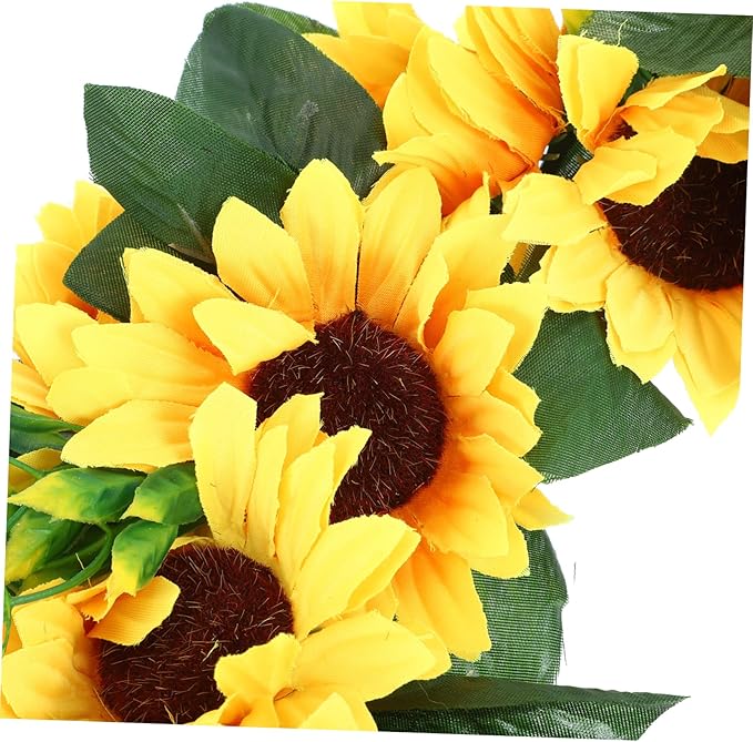 Artificial Sunflower Wreath Swag Decorative Fake Flower Garland for Front Door Wall Hanging Floral Decor for Home Wedding and Special Occasions