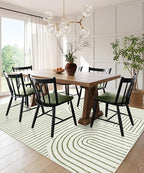 Lahome Abstract 6x9 Area Rugs, Soft Boho Rug for Living Room Bedroom, Ultra-Thin Non Slip Boho Green Washable Throw Carpet for Dining Room Office, Green