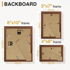 Vittanly Picture Frames Set of 10, Picture Frames Collage Wall Decor with Two 8x10, Four 5x7, and Four 4x6 Photo Frames, Gallery Wall Frame Set for Wall or Tabletop Display, Walnut Brown