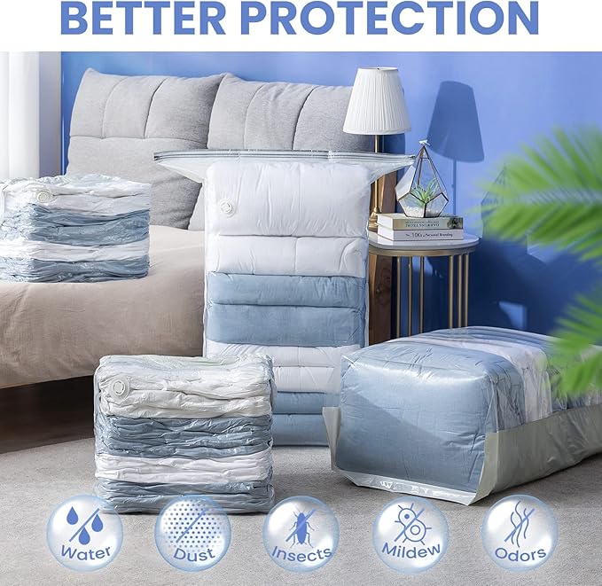 8 Pack Vacuum Storage Bags, Jumbo Cube 31x40x15 Inch, Extra Large Vacuum Seal Bgas for Comforters, Blankets, Pillow, Quilts, Space Saver Clost Oragnization, Clear