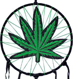 Marijuana Leaf Pot Weed Embroidered Dream Catcher (16 Inches Long)