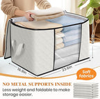 Fab totes 24 Gallons Clothes Storage, Foldable Thick Fabric Blanket Storage Bags, Containers for Organizing Bedroom, Closet, Clothing, Comforter, Organization with Handle (3 Pack,Ivory)