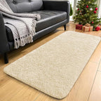 OLANLY 2x8 Machine Washable Runner Rugs for Hallway, Soft Fluffy Shaggy Bedside Rugs for Bedroom, Living Room, Indoor Floor Carpet for Kids Girls and Boys, Nursery Rooms, Home Decor Aesthetic, Cream
