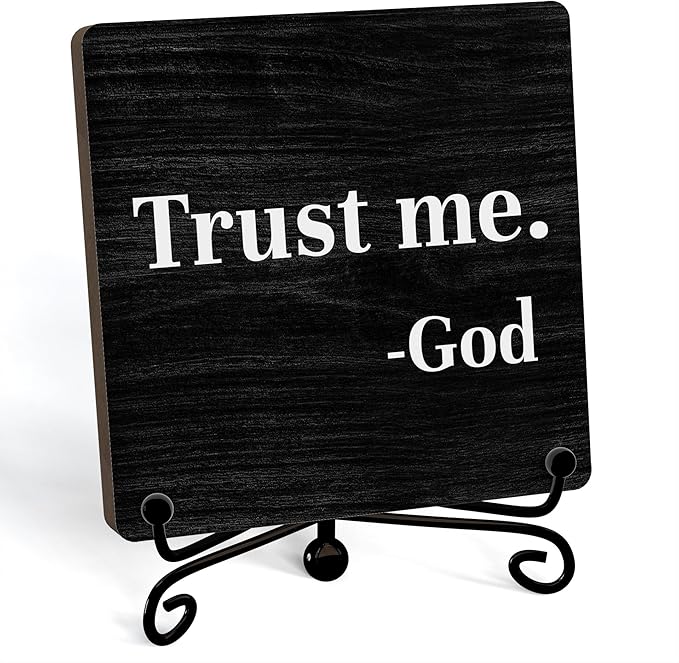 Home Decor, Farmhouse Shelf Decor For Living Room, Boho Aesthetic Table Decorations, Christian Gifts For Women Men, Entryway Tv Stand Fireplace Mantle Coffee Table Decoration (trust-03)