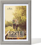 KTKDE 12x18 Wooden Picture Frame,Display Pictures 11x17 with Mat or 12x18 Without, Tempered Glass, 18 by 12 Gray Frame Wall Gallery Photo Frames Poster Frame best gift