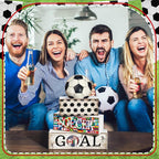 Moucuny 4 Pcs Soccer Table Decor Wooden Sport Tiered Tray Decor National Flags Table Centerpiece Decorative Classic Soccer Block Signs Gift Farmhouse Sports Decoration for Home Kitchen Shelf