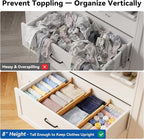 4 Pack Deep Drawer Dividers, 8" High Bamboo Expandable Drawer Organizers, 17-22" Adjustable Tension Separators, Large Drawer Dividers for Kitchen, Bedroom Dresser, Baby Nursery & Bathroom