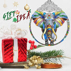 Stained Glass Suncatcher Ornament - Elephant Christmas Decorations - Christmas Ornaments for Tree - Holiday Present Ideas - Gift Exchange