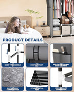 Mavivegue Portable Closet, 50 Inch Wardrobe Closet, Portable Closets for Hanging Clothes with 3 Hanging Rods and 6 Storage Shelves for Bedroom, Gray