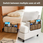 Armchair Caddy & Remote Control Holder for Couch & Recliner | Non-Slip Armrest Organizer with 6 Pockets for TV Remote, Phone, Tablet, Magazine & More, 19 x 35 Inches, Chocolate