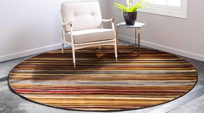Unique Loom Barista Collection Area Rug - Icatu (7' 10" Round, Beige/ Brown)