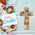 Jetec Cross Wall Decor Christian Wooden Cross Easter Religious Faith Biblical Verse Wall or Table Sign for Easter First Communion Gift Farmhouse Home Hanging Decoration(10.6 x 6.1 Inch)