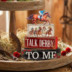 Lineshading 4 Pcs Derby Day Horse Party Decorations Derby Horse Racing Table Decor Wooden  Horseman Centerpiece Decor for Home Office Desk Decorations Holiday Party Supplies