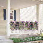 Artificial Hanging Flowers for Outdoors, 2 Pcs Fake Hanging Plant Spring Summer Decoration, UV Resistant No Fade Faux Flower for Porch Patio Yard Window Home Decor(Double Purple)