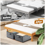 Dayacoco Underbed Storage with Wheels, 2 Pack Under Bed Storage Containers with Clear Lids, No Assembly Required 10.1 inch Rolling Under Bed Storage for Clothes, Grey