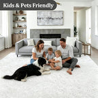 Fluffy 5x7 Area Rugs for Living Room Bedroom: Ultra Soft Shag Rug Non-Slip Non-Shedding Small Plush Bedside Rug Indoor Floor Carpets for Kids Room Playroom Entryway Nursery Dorms Home Decor Ivory