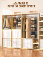 Closet Hanging Organizer with Drawers, 6 Tier Metal Closet Organizers and Storage with 4 Hanging Hooks 4 S-Hooks for Wardrobe Laundry Room, Wire Storage Shelf for Clothes Sweaters Pants (Black)