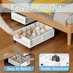 Under Bed Storage Containers with Wheels, Larger Bamboo Wood Under Furniture Storage Containers with Dust Bags，Rolling for Shoes Clothes