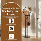 Kings Brand Furniture Cheska Suit Valet Stand with Circular Frame - Tie Jacket Clothes Hooks, Freestanding Clothing Organizer, Black