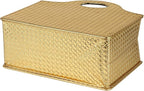 HofferRuffer Magazine Basket Holder, Foldable Magazine Rack, Document File Holder Organizer, File Folder, Newspaper Storage Bin Organizer for Home or Office (Gold)