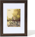 KTKDE 9x12 Wooden Picture Frame,Display Pictures 6x8 with Mat or 9 x 12 Without, Tempered Glass, 9 by 12 Walnut Frames Wall Gallery Photo Frames Poster Frame best gift
