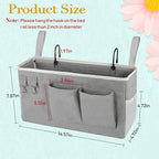 Bedside Storage Caddy/Bedside Hanging Storage Bag for Headboards Bunk Beds Dorm Rooms Book Phone Magazine Holder (Grey)
