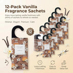 ROSE COTTAGE Large 12 Packs Vanilla Hanging Closet Air Freshener Scented Sachets Long Lasting Smell Goods