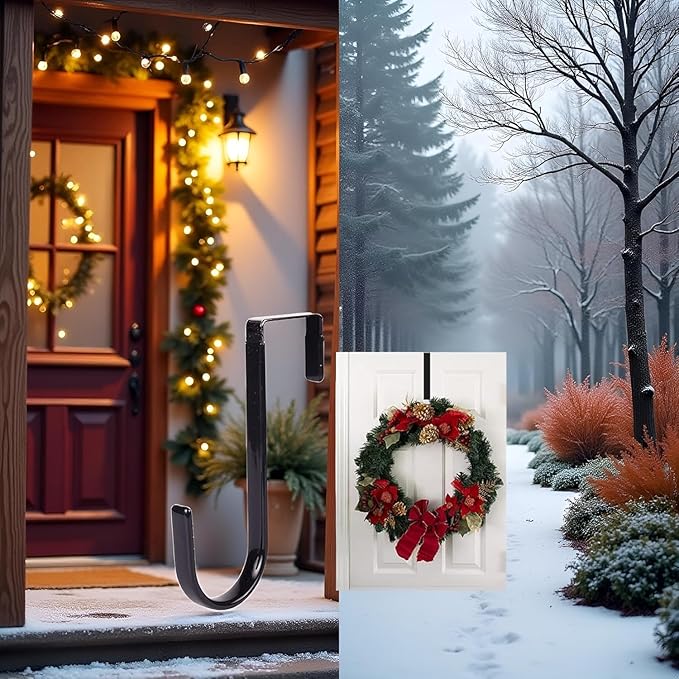 1 Pc Black Hanger 5" - Strong Bearing Hanger for Christmas Halloween Wreath Decorations, Steel Material, 20lb Load Bearing