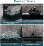 Unsinkable Black Pearl Pirate Ship in a Bottle,Boat Model Fluid Liquid Drift Bottle Visual Decorations Ornament Paperweight Desk Decor Gifts (N)
